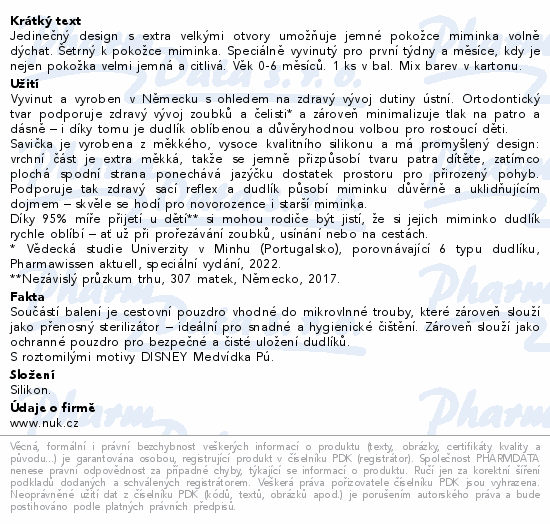 NUK Perf.Mat.AIR dudlík Medv.Pú 0-6m 1ks mix barev