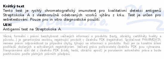 JusChek Streptokok A - rychlý test 1ks