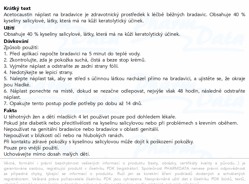 Acetocaustin náplast na bradavice 20ks