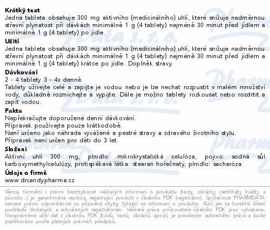 Dr.Candy Pharma Carbo medicinalis tbl.20x300mg