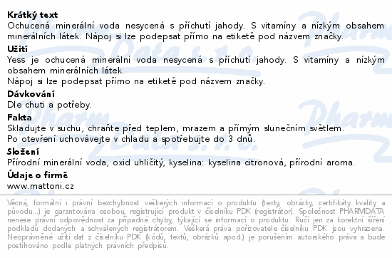 Dobrá voda YESs Jahoda neperlivá 0.5l