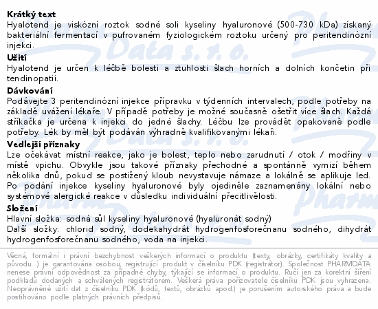 Hyalotend injekce 3x20mg/2ml