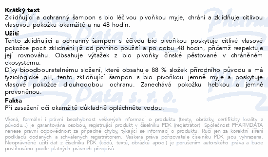 KLORANE Zklidňující šampon s bio pivoňkou 100ml