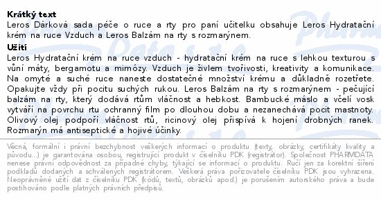 LEROS dár.sada péče o ruce a rty pro paní učitelku