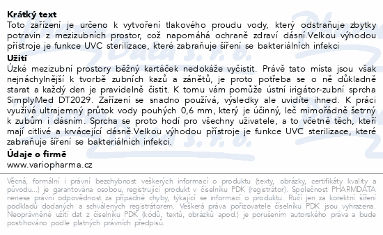 SimplyMed Elektrický ústní irigátor DT2029