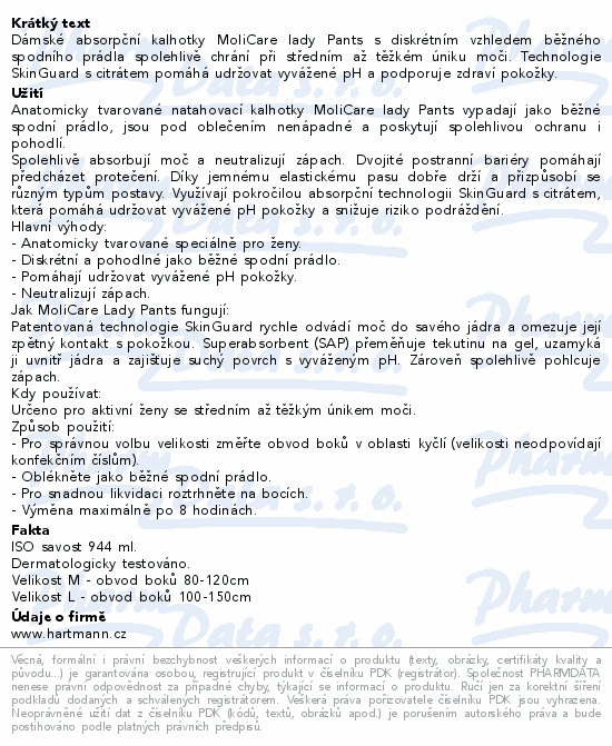 MoliCare Lady Pants inkont.kalhotky 5 kap.M 8ks