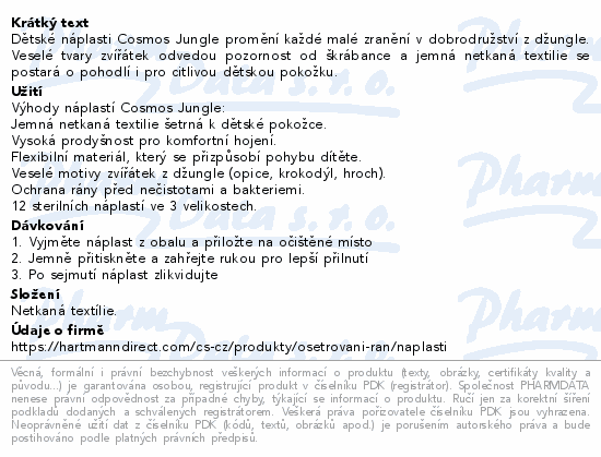 Cosmos Jungle náplast tvar zvířátek 12ks