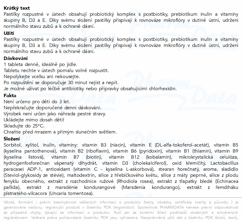 HERBADENT PROBIO Orální probiot.past.s vit.D 20ks