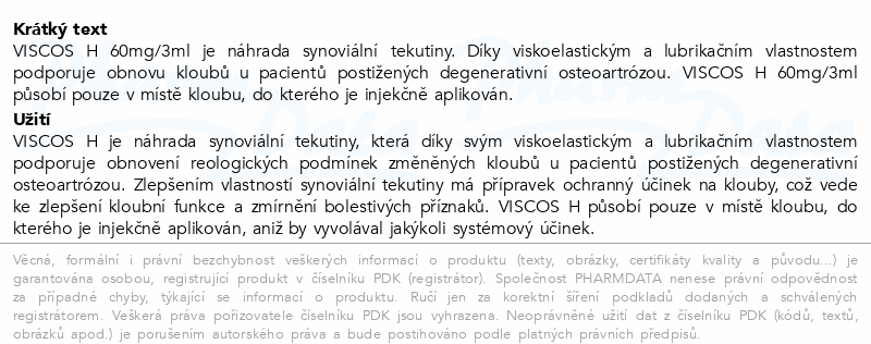 VISCOS 60 H 3ml/60mg