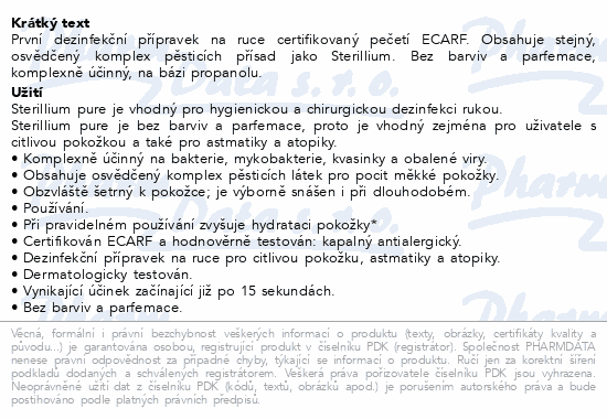 Sterillium Pure dezinfekční přípravek na ruce 5L