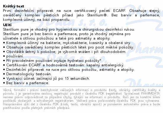 Sterillium Pure dezinfekční přípravek na ruce100ml