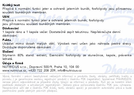 Esenciální Fosfolipidy + Silymarin cps.100