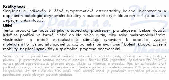 SingJoint 10mg/ml 2.0ml viskoelast.roztok 3injekce