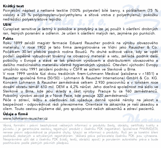 Náplast Curaplast poinjekční sensitive 2x4cm 250ks