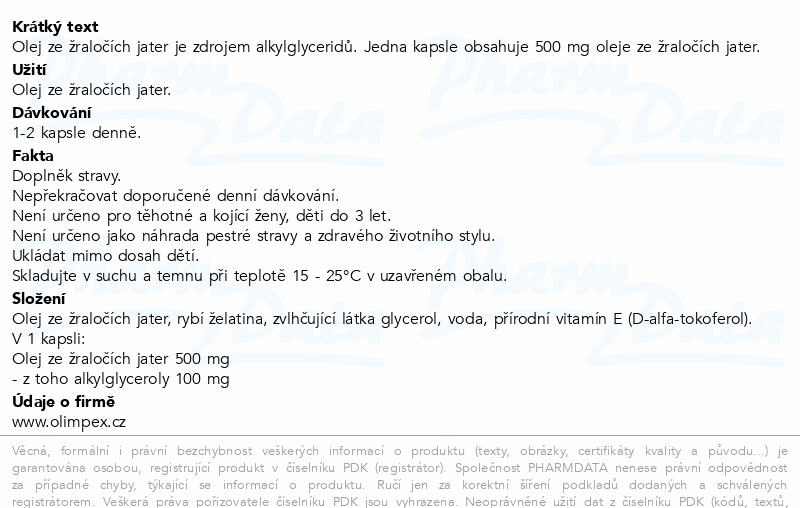 OLIMPEX Olej ze žraločích jater cps.180