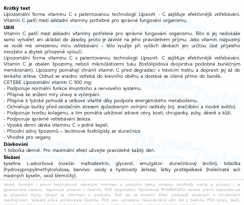 Cetebe lipozomální Vitamin C 500mg tob.60