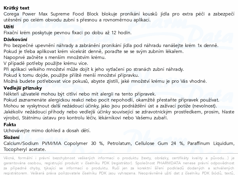 Corega Power Max Supreme Food Block fixač.krém 40g