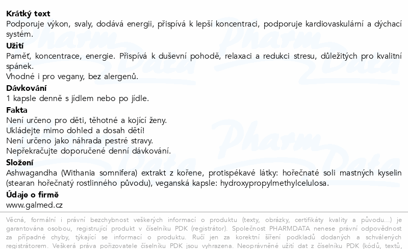 Ashwagandha Forte Indický ženšen cps.120+30 Galmed