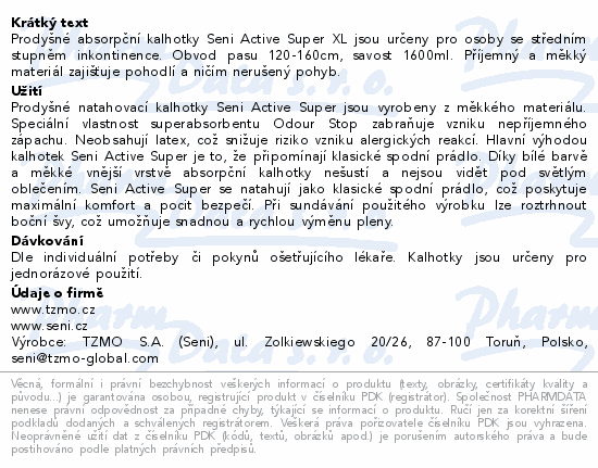 Seni Active Super inkon.plen.kalhotky XL 10ks