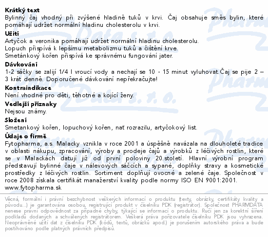 Bylinný čaj na cholesterol 20x1.25g Fytopharma