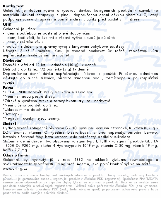 Geladrink nápoj broskev 280g