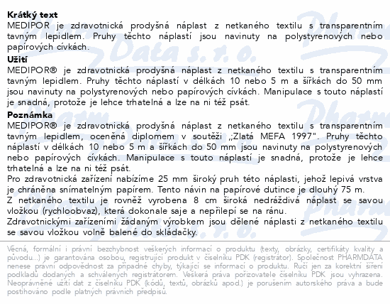Náplast Medipor 1.25cmx10m netkaná 2211 cívková