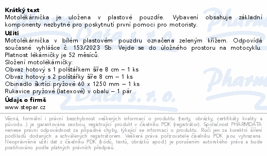 Motolékárnička vyhláška č.153/2023 Sb.